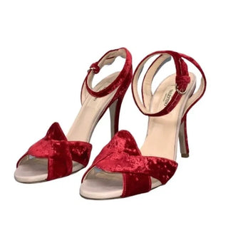 Vintage Valentino Garavani Red Velvet Strappy Heels (owned by Linda Fargo)