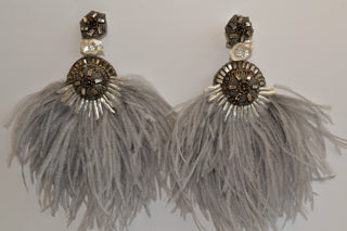 Ranjana Khan Ostrich Feather Clipon Earrings