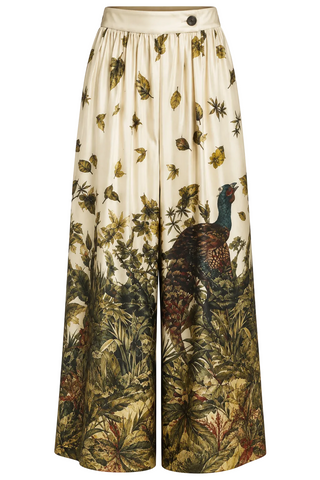 Wild Printed Silk Wide-Leg Trousers