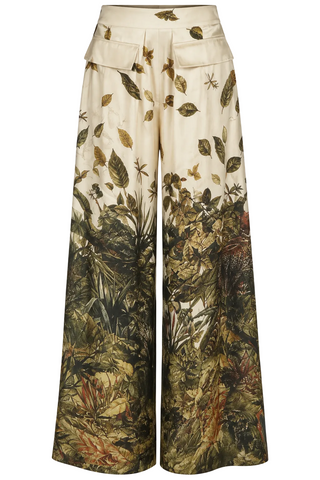 Wild Printed Silk Wide-Leg Trousers